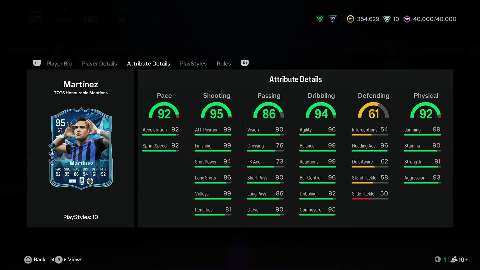 The stats (Image via EA Sports)